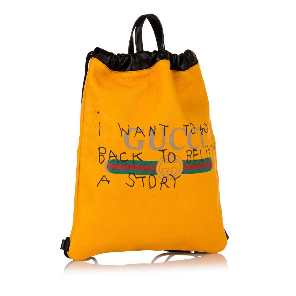 Yellow Gucci Coco Capitan Logo Drawstring Backpack - image 2