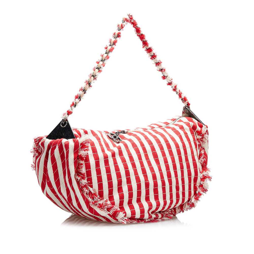 Red Chanel Halfmoon Striped Canvas Bag - image 2