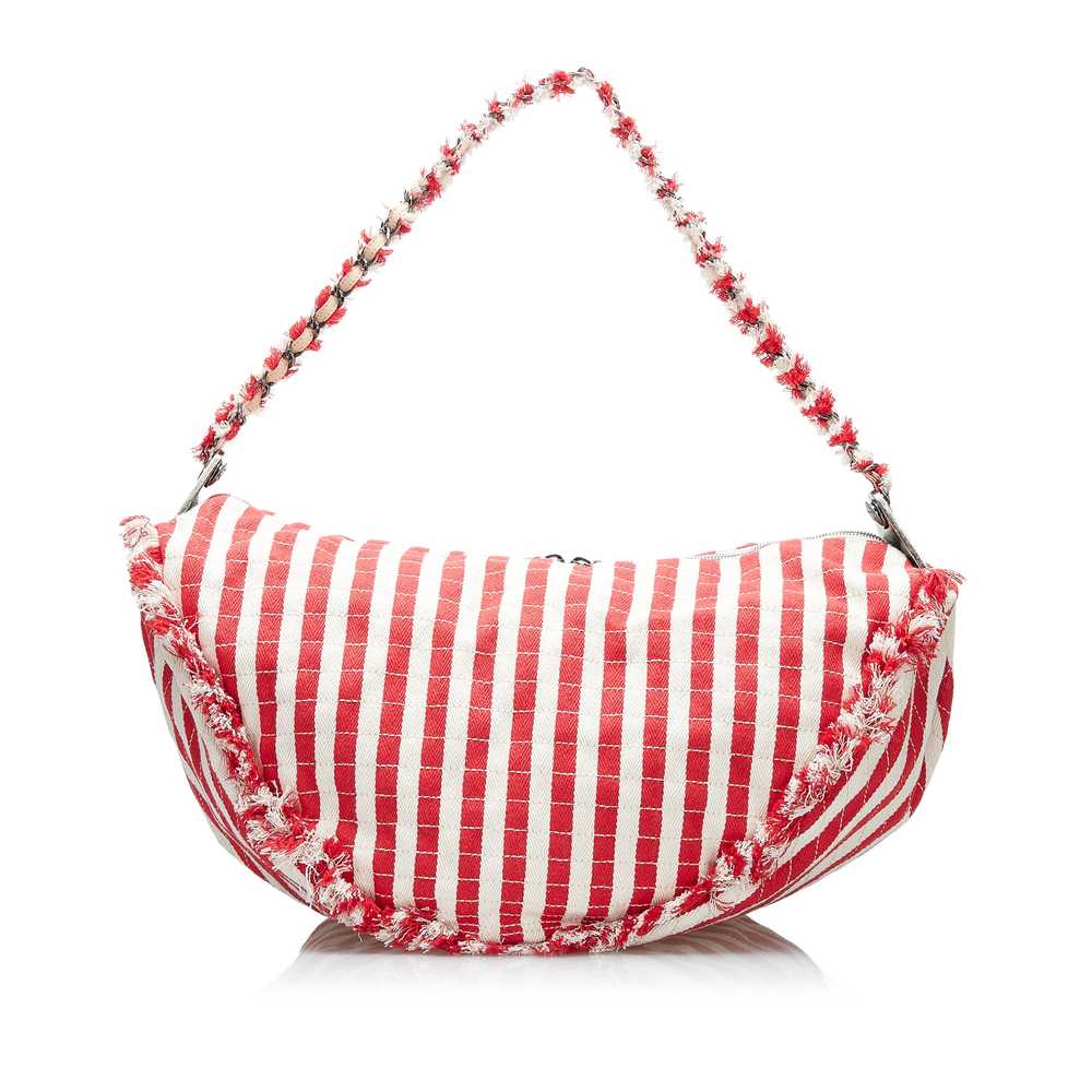 Red Chanel Halfmoon Striped Canvas Bag - image 3