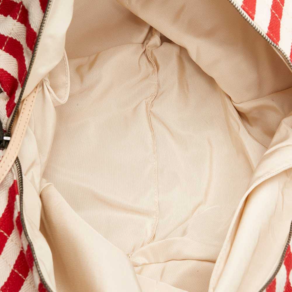 Red Chanel Halfmoon Striped Canvas Bag - image 5