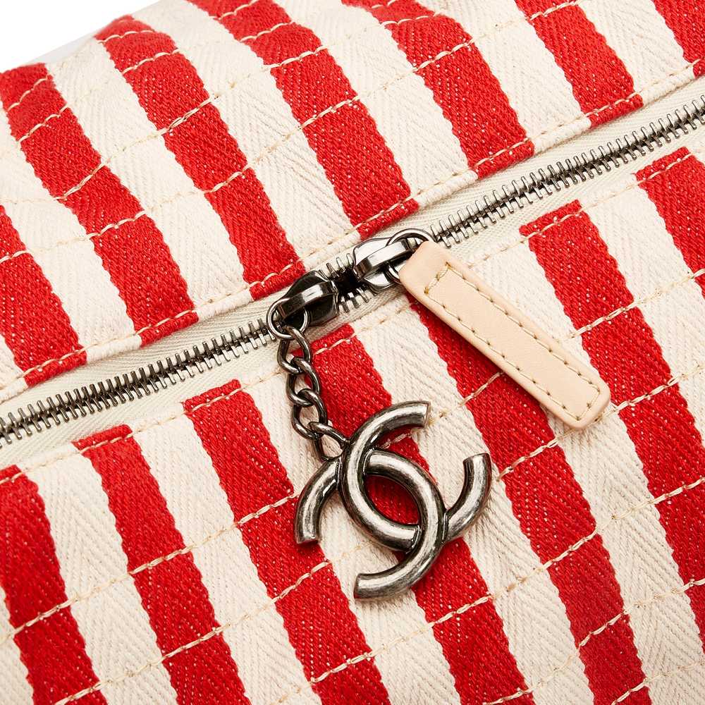 Red Chanel Halfmoon Striped Canvas Bag - image 8