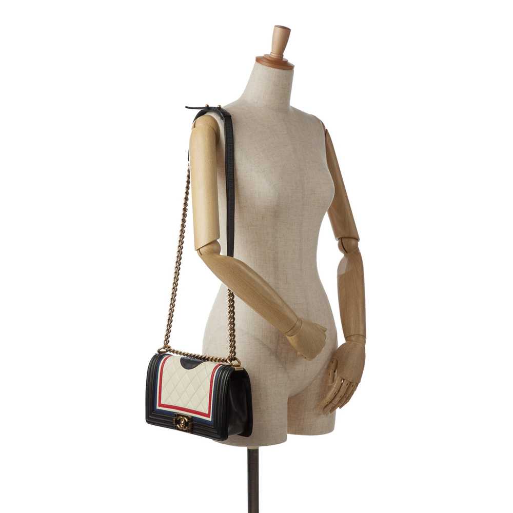 White Chanel Crest-Embellished Medium Boy Bag - image 9