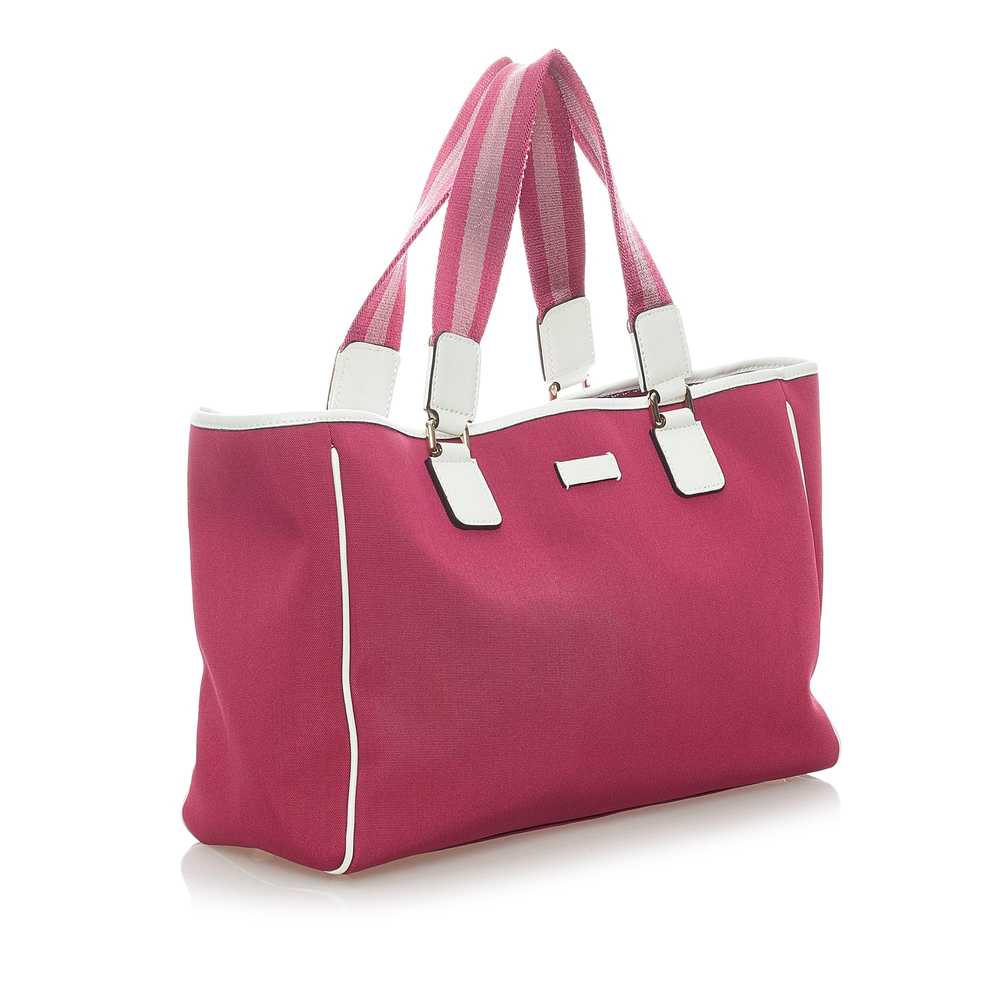 Pink Gucci Web Canvas Tote Bag - image 2
