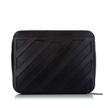 Black Off White Binder Clip Leather Clutch Bag - image 1