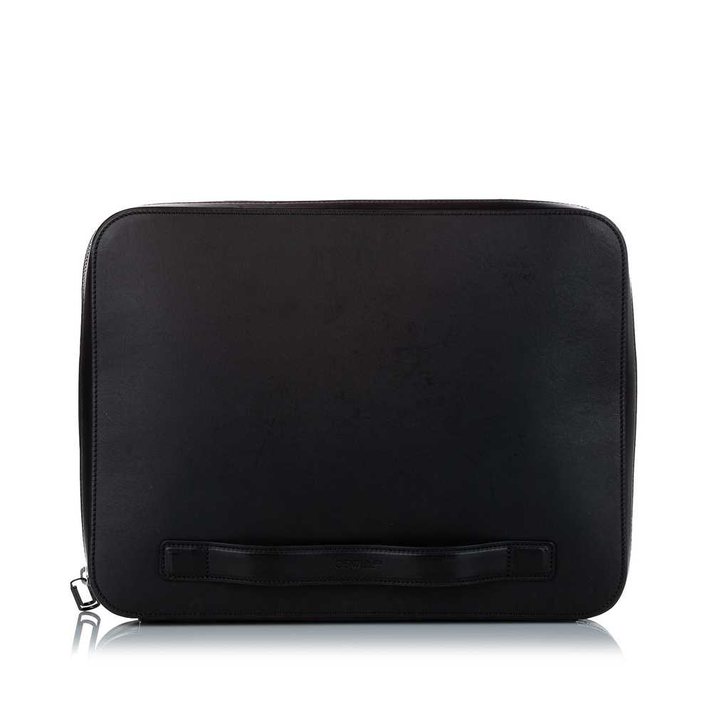 Black Off White Binder Clip Leather Clutch Bag - image 3