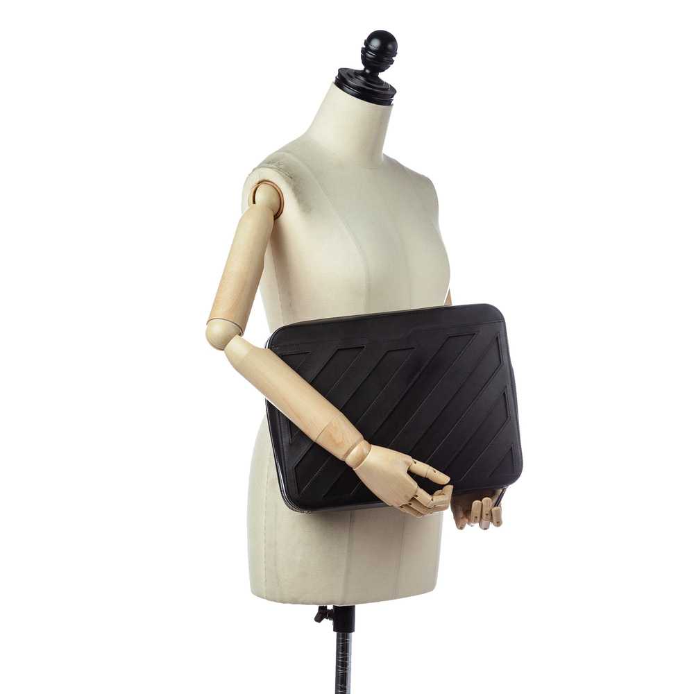 Black Off White Binder Clip Leather Clutch Bag - image 7