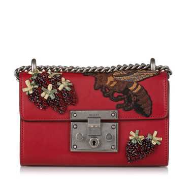 Red Gucci Small Embroidered Padlock Crossbody