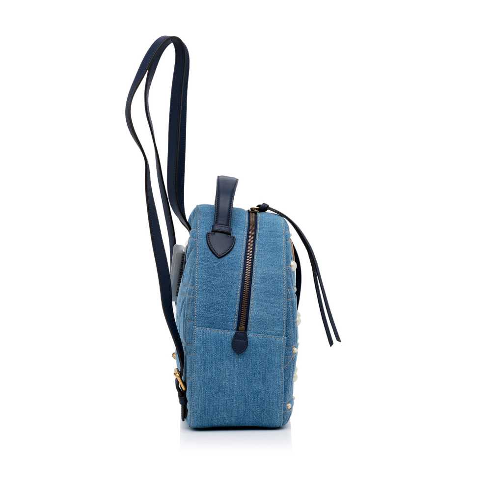 Blue Gucci Small GG Marmont Pearl Denim Backpack - image 3
