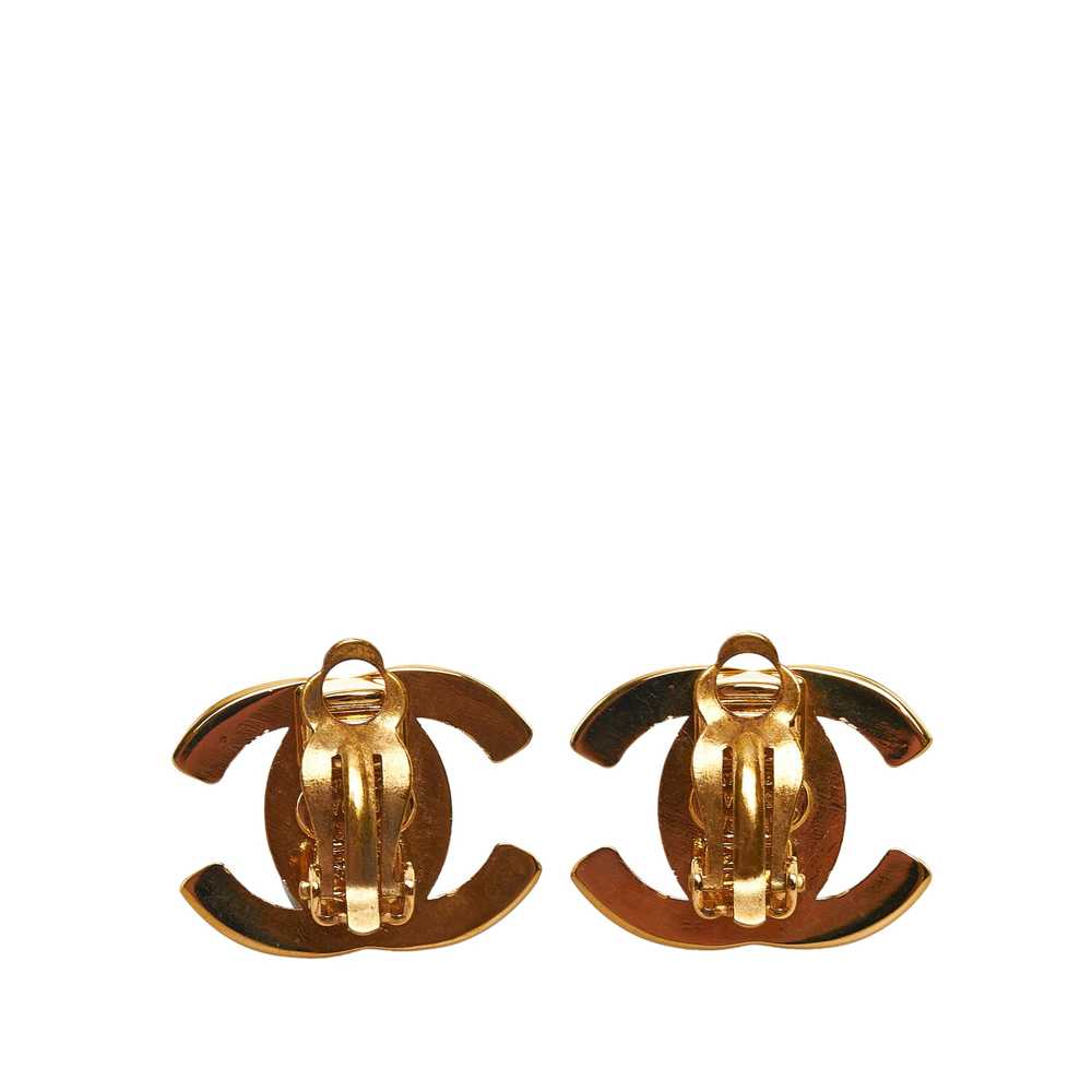 Gold Chanel CC Turn Lock Clip-On Earrings - image 2