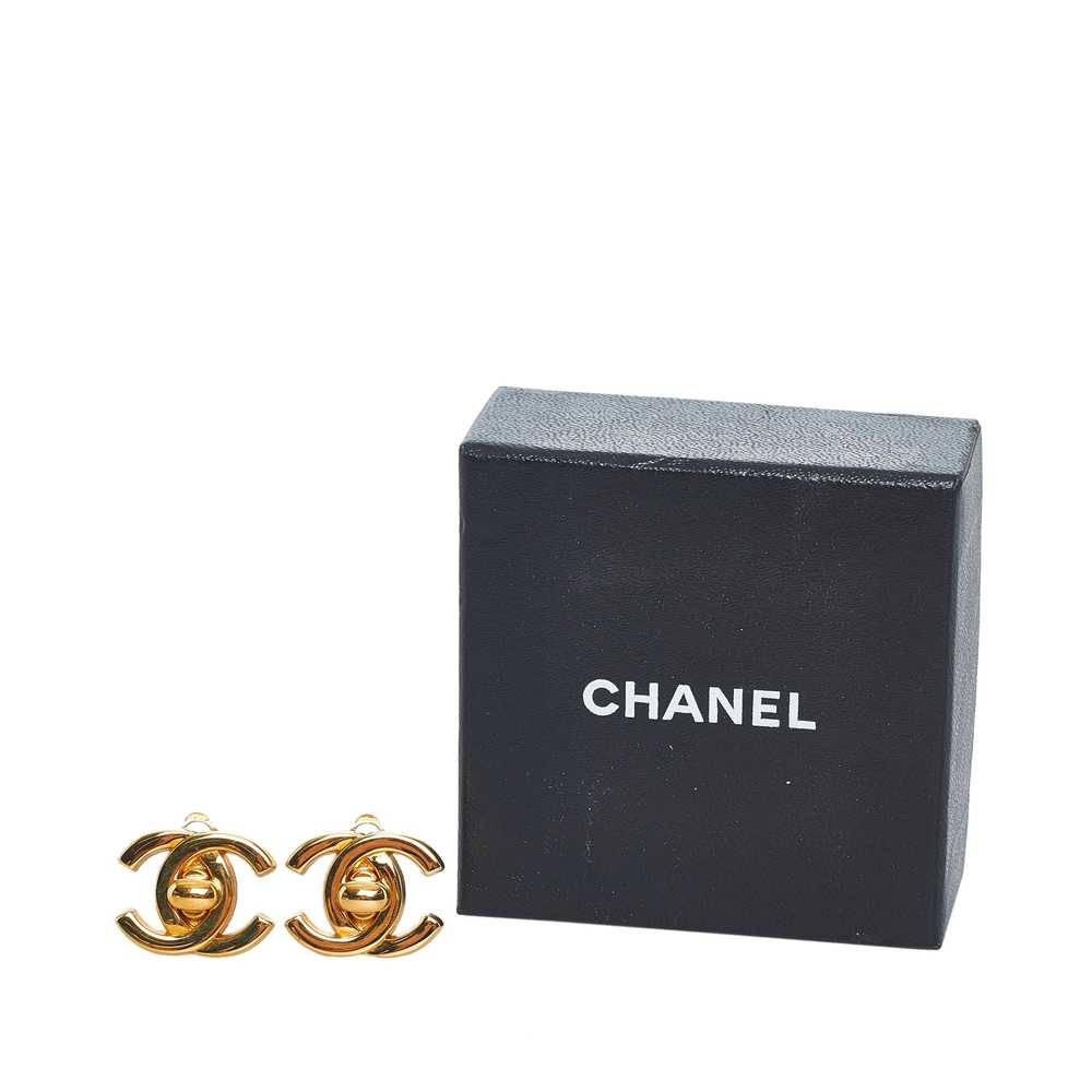 Gold Chanel CC Turn Lock Clip-On Earrings - image 4