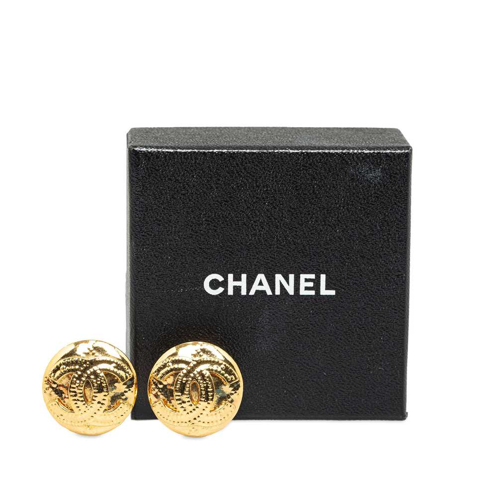Gold Chanel CC Clip On Earrings - image 4