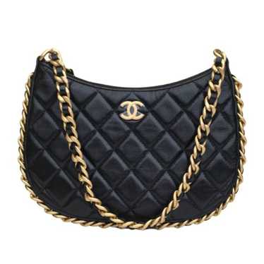 Black Chanel Small Quilted Lambskin Chain Around … - image 1