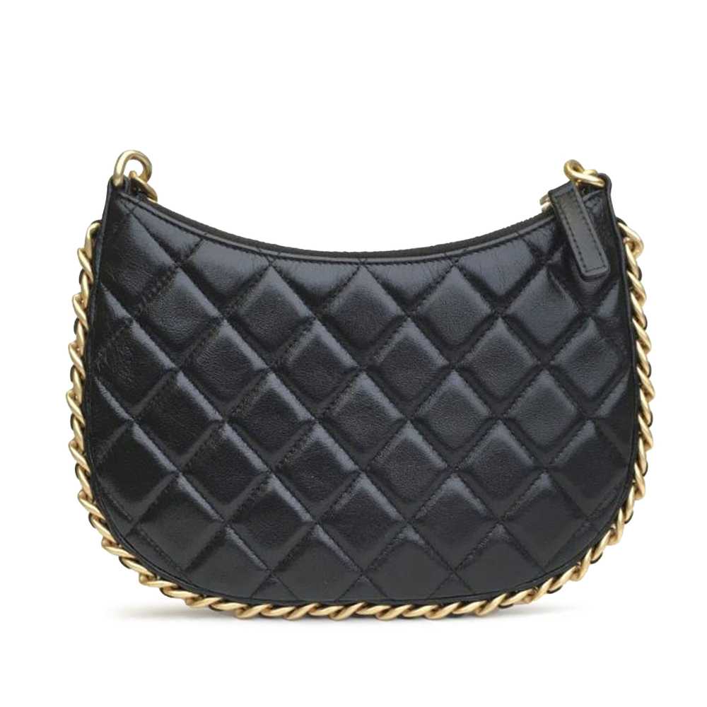 Black Chanel Small Quilted Lambskin Chain Around … - image 4