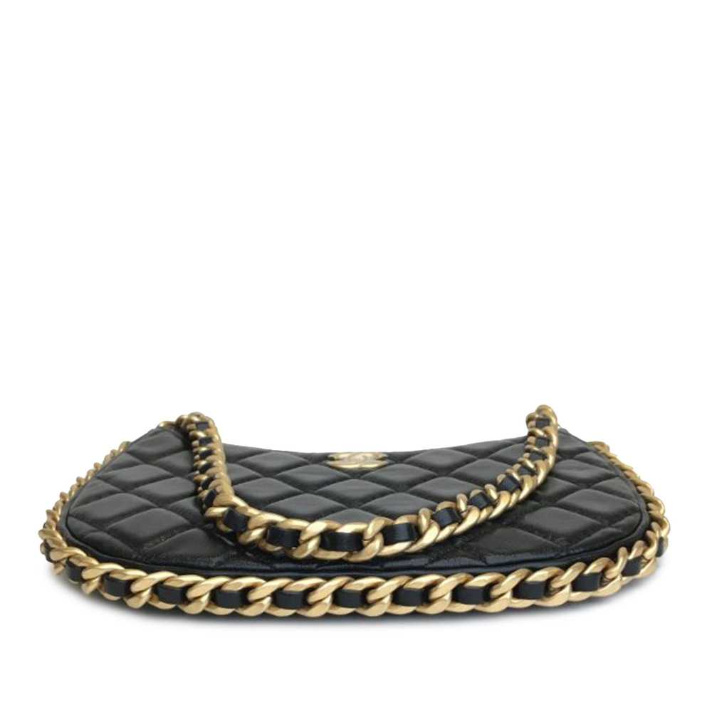 Black Chanel Small Quilted Lambskin Chain Around … - image 5