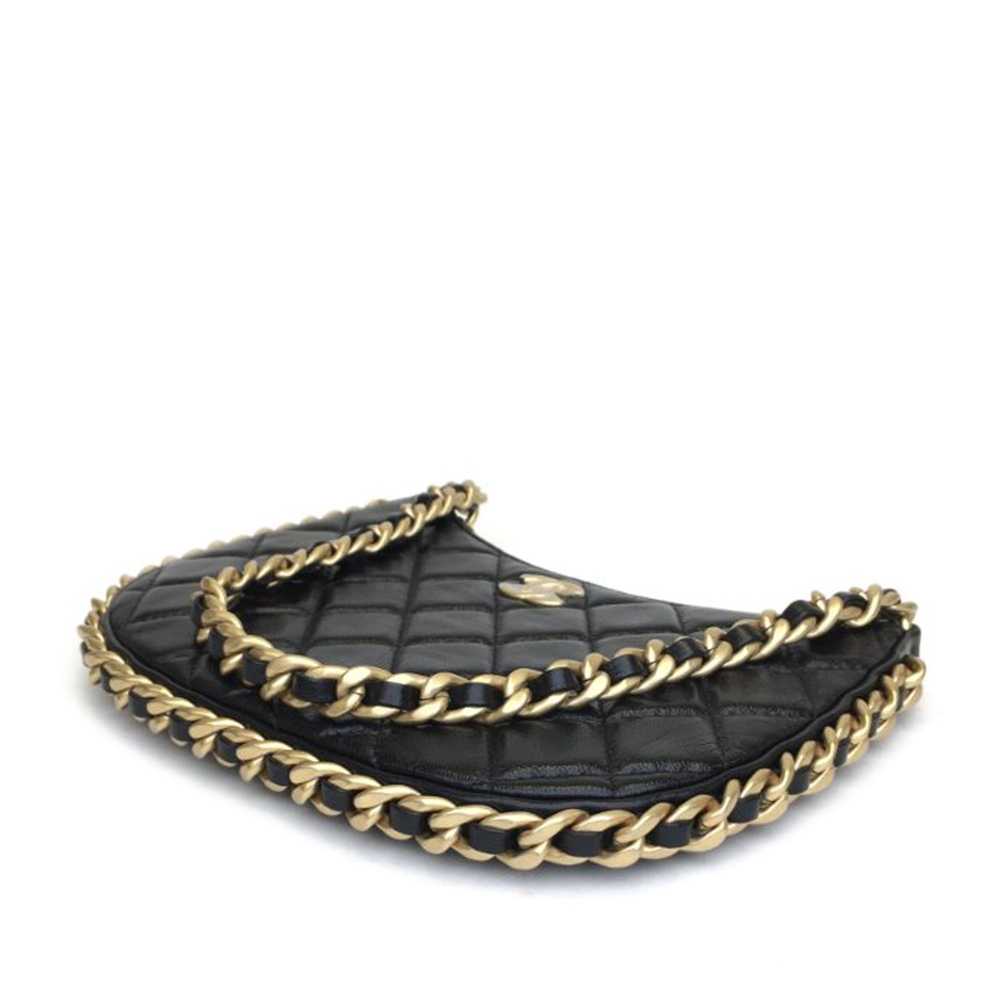 Black Chanel Small Quilted Lambskin Chain Around … - image 6