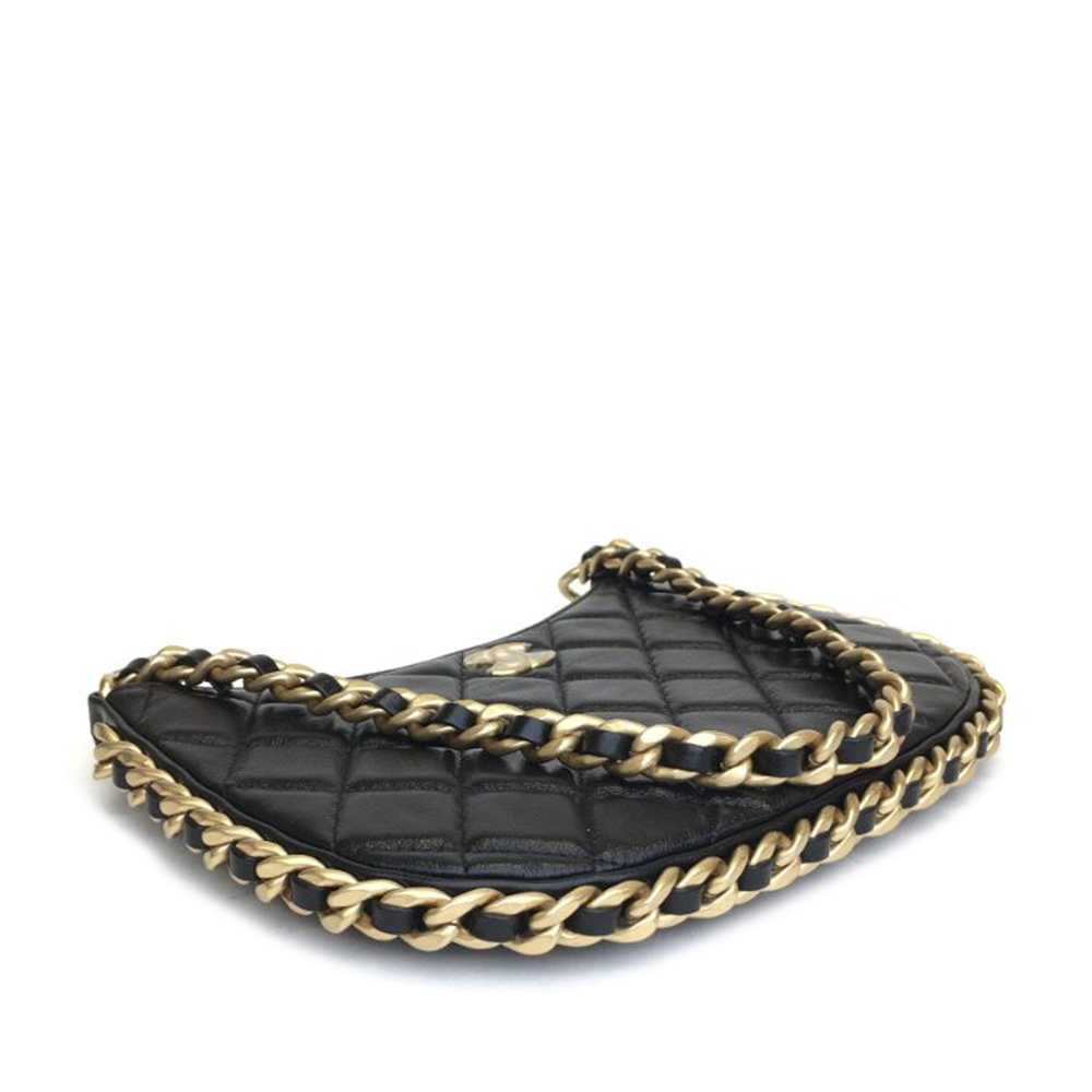Black Chanel Small Quilted Lambskin Chain Around … - image 7