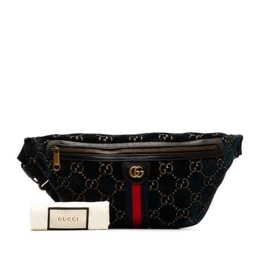 Blue Gucci GG Velvet Ophidia Belt Bag - image 1