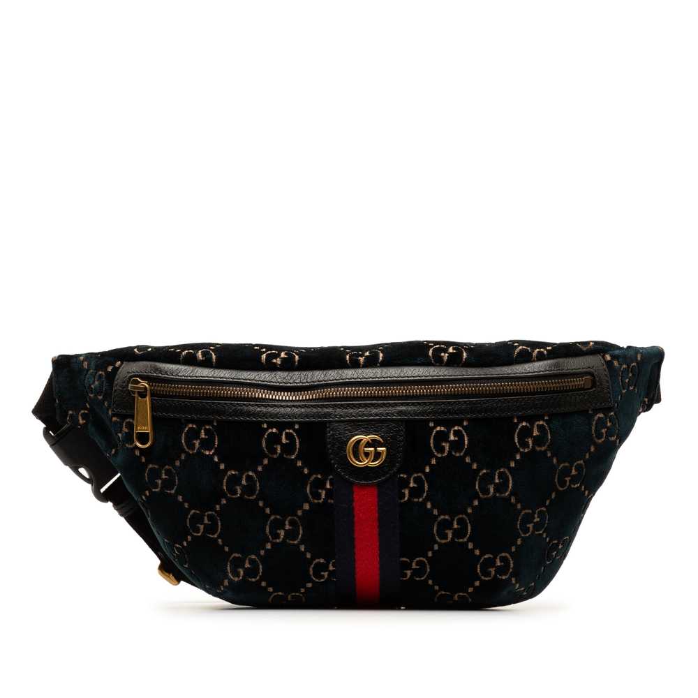 Blue Gucci GG Velvet Ophidia Belt Bag - image 2