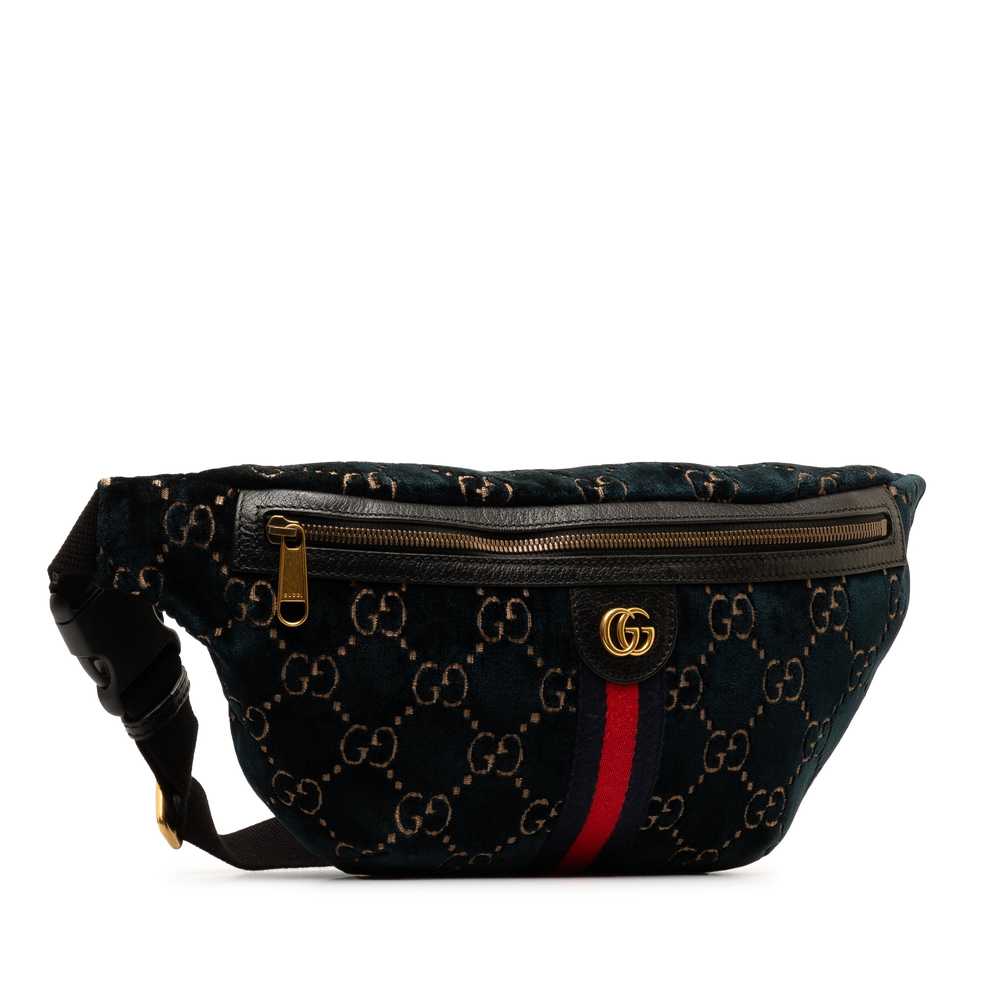 Blue Gucci GG Velvet Ophidia Belt Bag - image 3