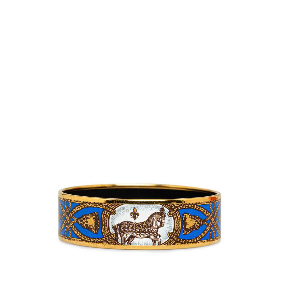 Gold Hermès Grand Apparat Wide Enamel Bracelet - image 3