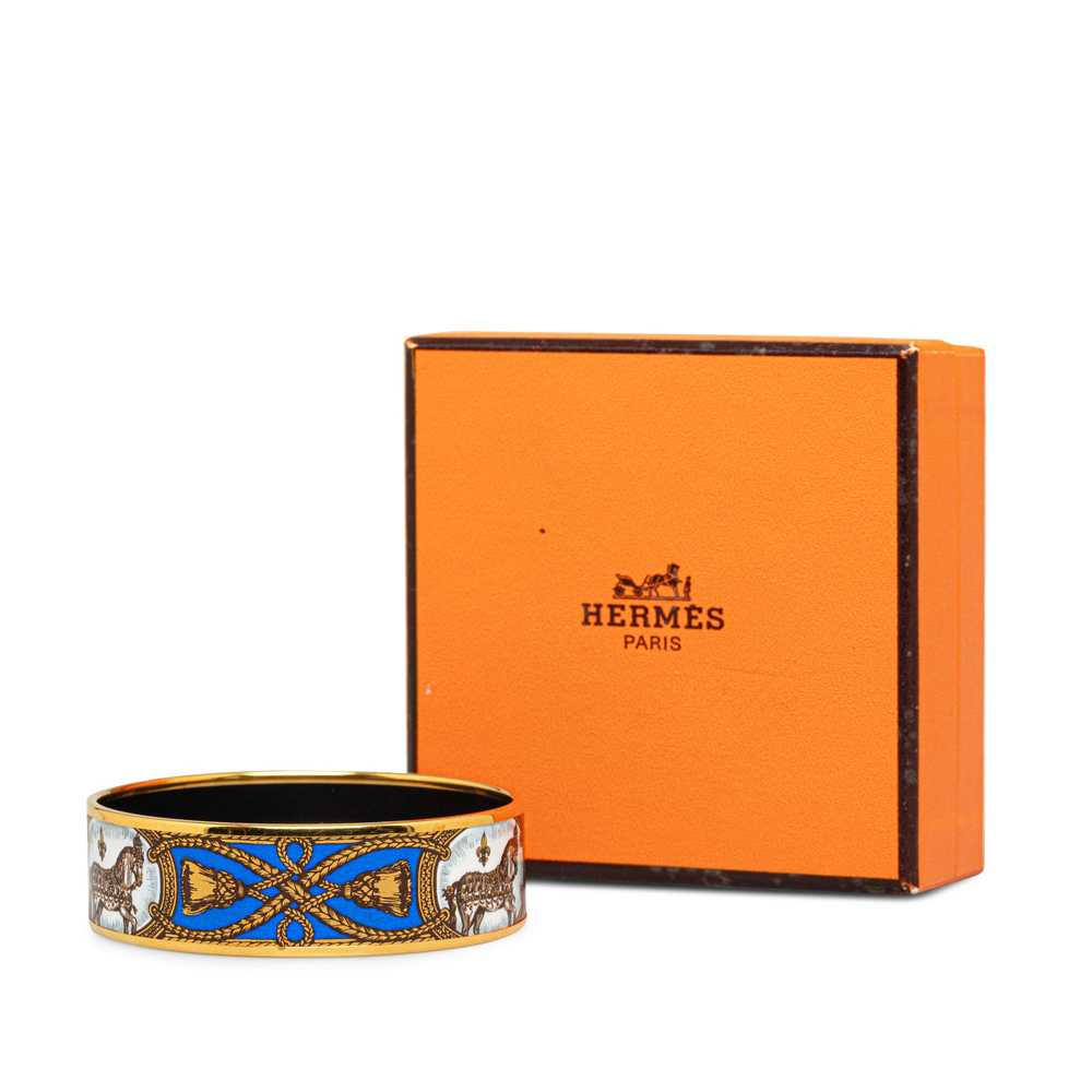 Gold Hermès Grand Apparat Wide Enamel Bracelet - image 6