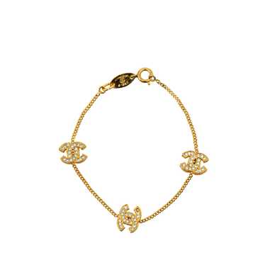 Gold Chanel Strass CC Station Bracelet - image 1