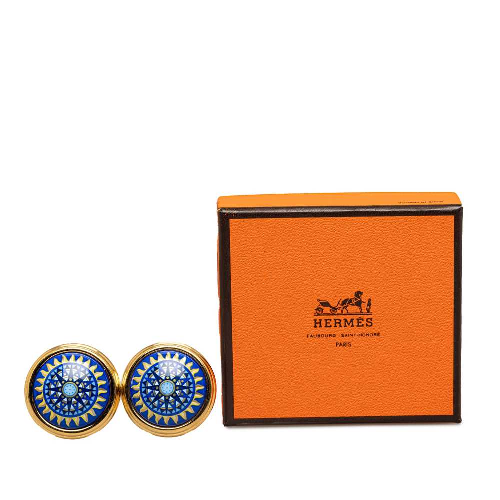 Blue Hermès Enamel Clip On Earrings - image 5