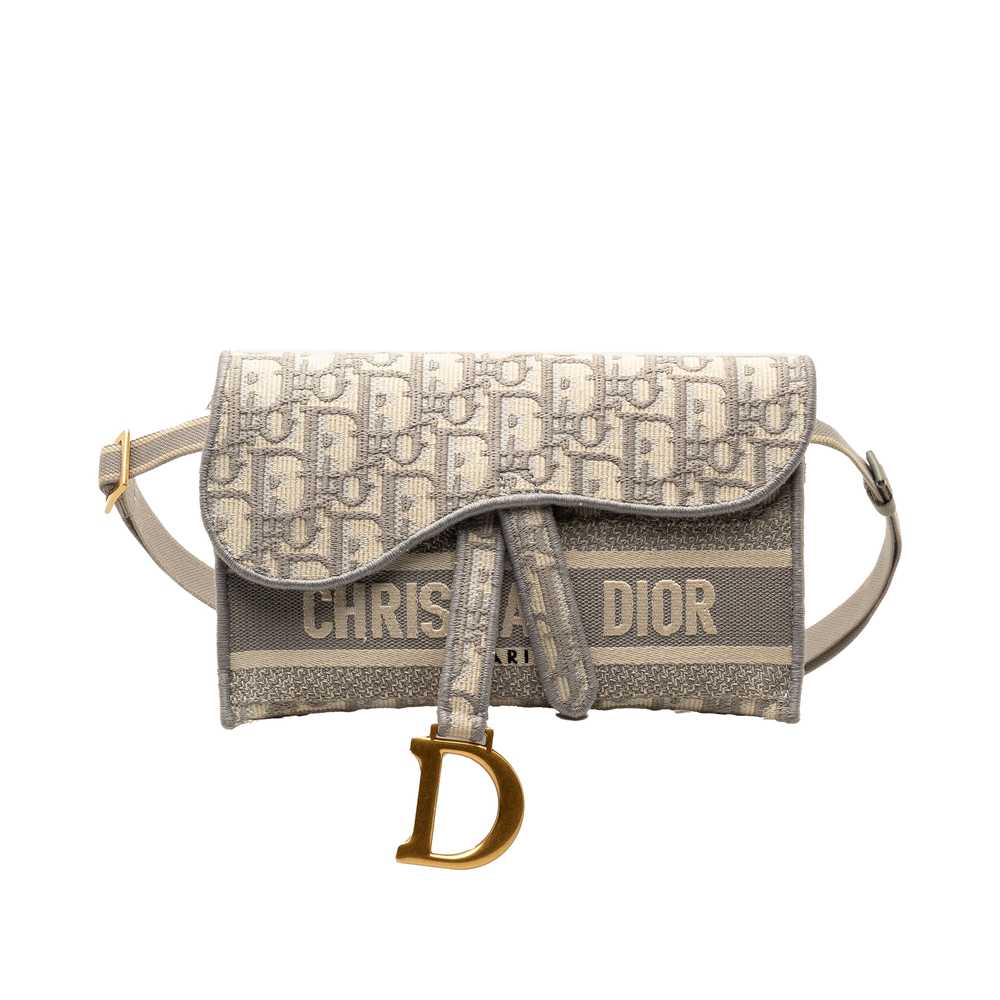 Gray Dior Oblique Saddle Slim Belt Pouch - image 1