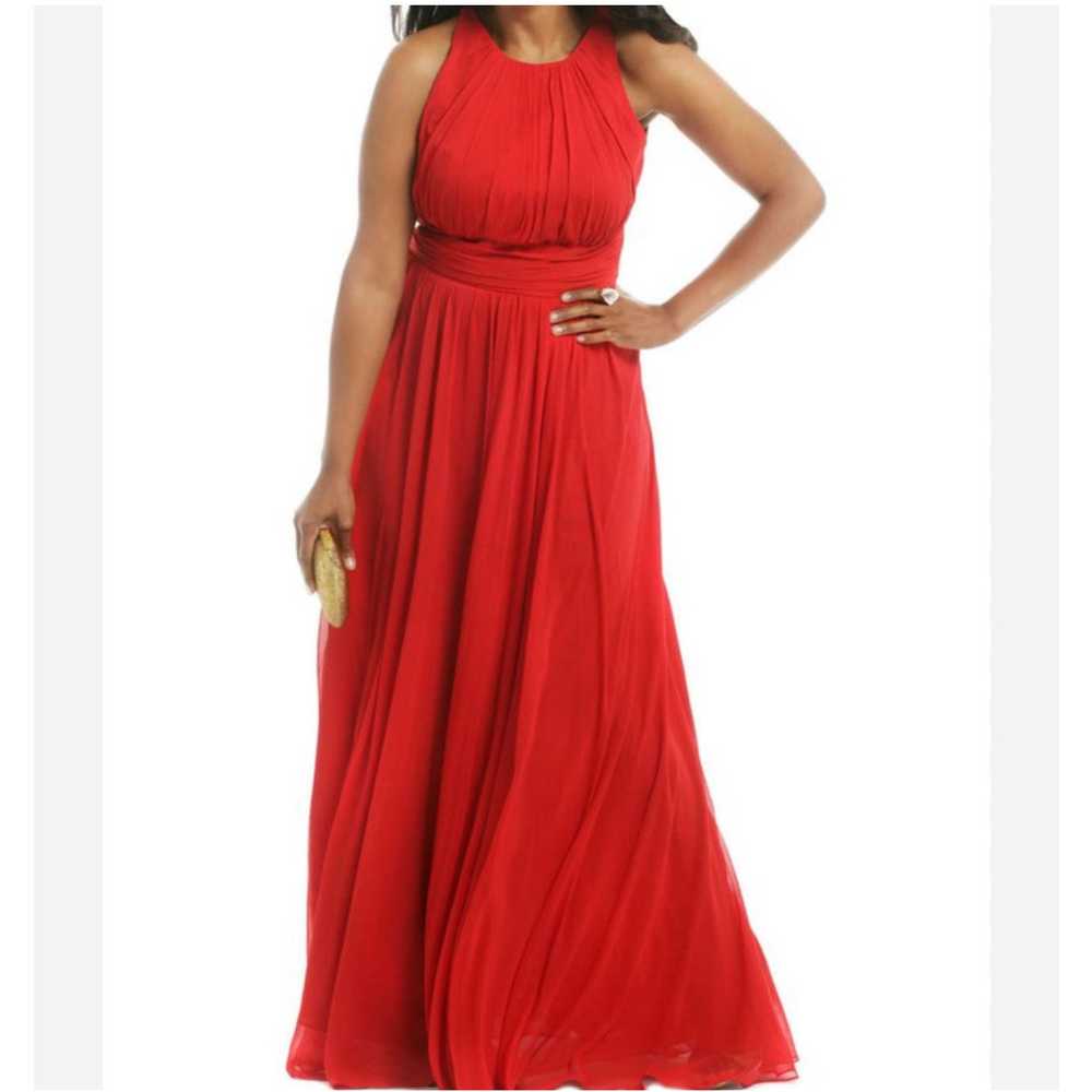 Badgley Mischka Encore Gown 6 Red Pleated Gala Ev… - image 1