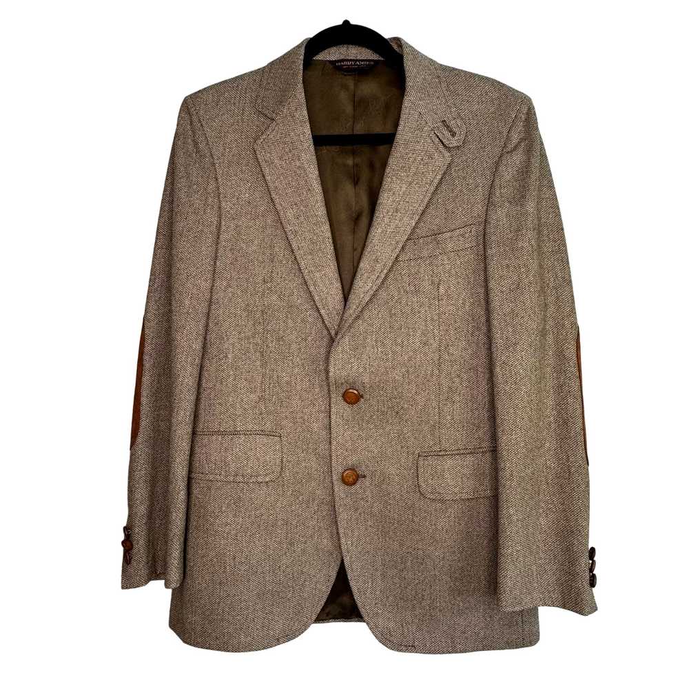Hardy Amies Vintage 40R Tweed Herringbone Elbow P… - image 2