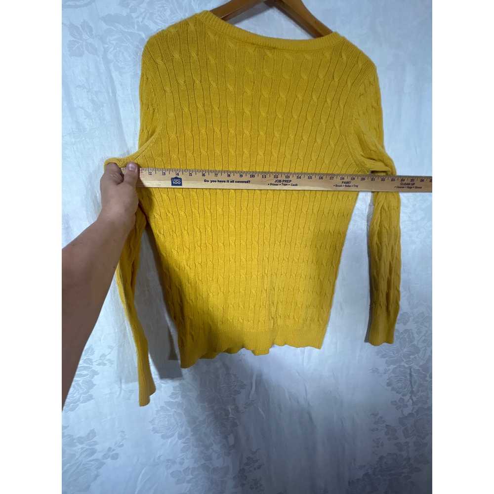 Talbots Sweater Large Mustard Yellow Cable Knit L… - image 10