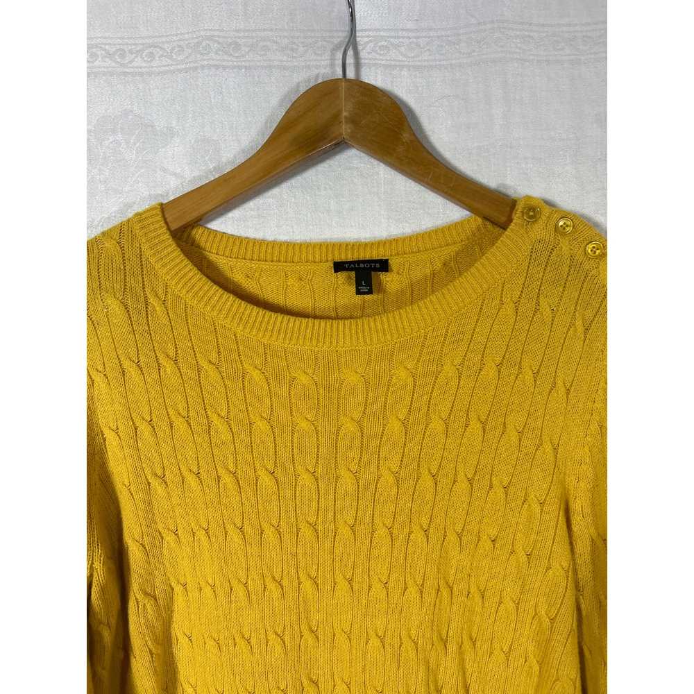 Talbots Sweater Large Mustard Yellow Cable Knit L… - image 5