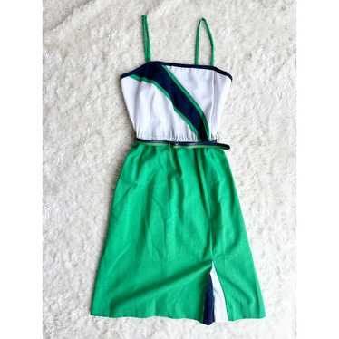 70s Preppy Color Block Dress size 13/14 - image 1