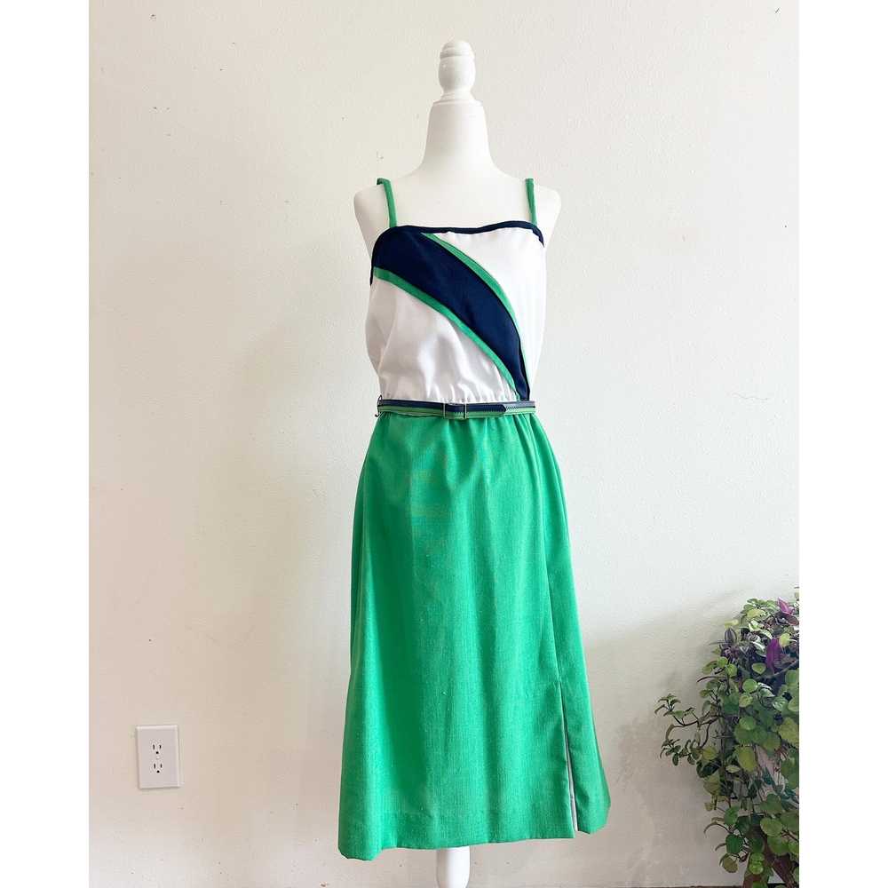 70s Preppy Color Block Dress size 13/14 - image 5