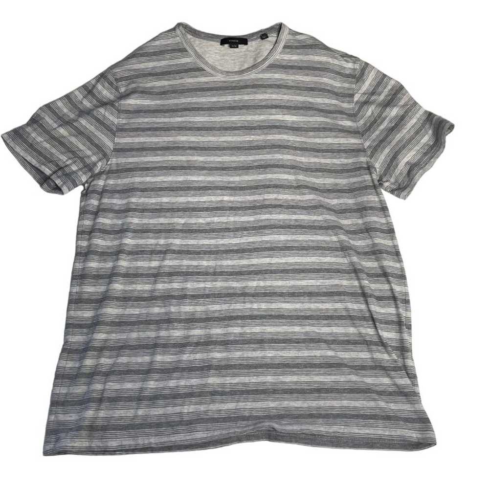 VINCE Grey Striped Short Sleeve Tee Shirt Extra L… - image 1