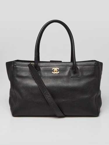 Chanel Black Pebbled Leather Cerf Shopping Tote Ba