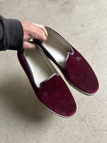Gucci Burgundy / Maroon Velvet G Slip on Sneakers - image 1