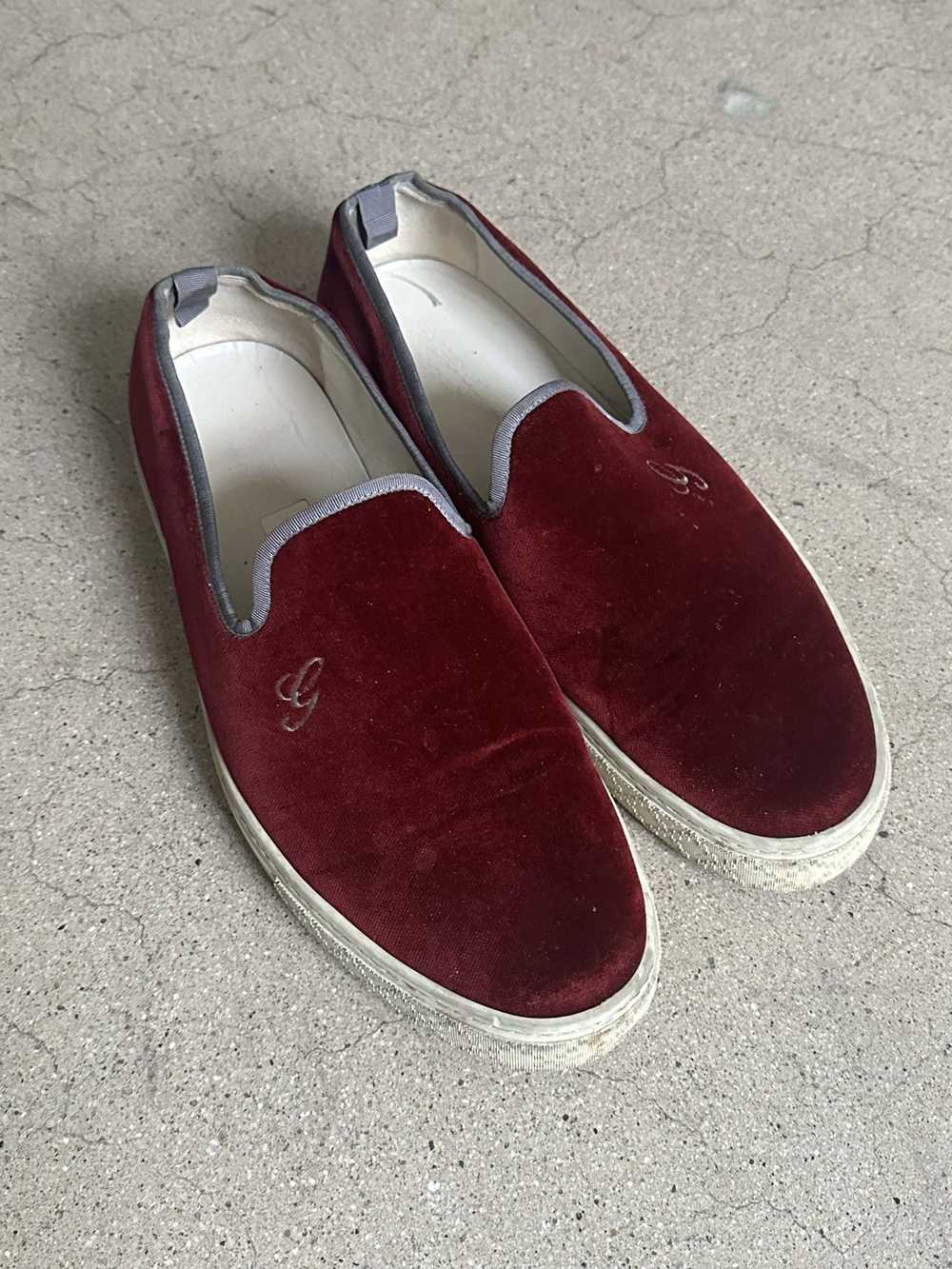 Gucci Burgundy / Maroon Velvet G Slip on Sneakers - image 2