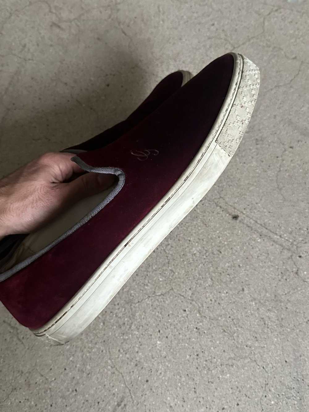 Gucci Burgundy / Maroon Velvet G Slip on Sneakers - image 6