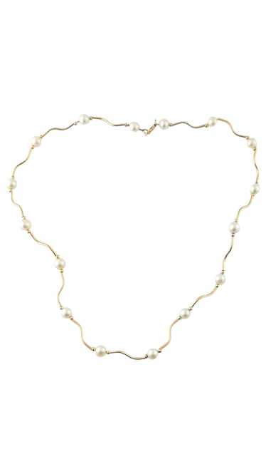 14K Yellow Gold Pearl Necklace #17337