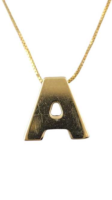 14K Yellow Gold "A" Letter Pendant Necklace #17339