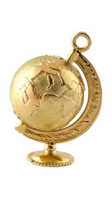 14K Yellow Gold Rotating Desk Globe Charm #17346