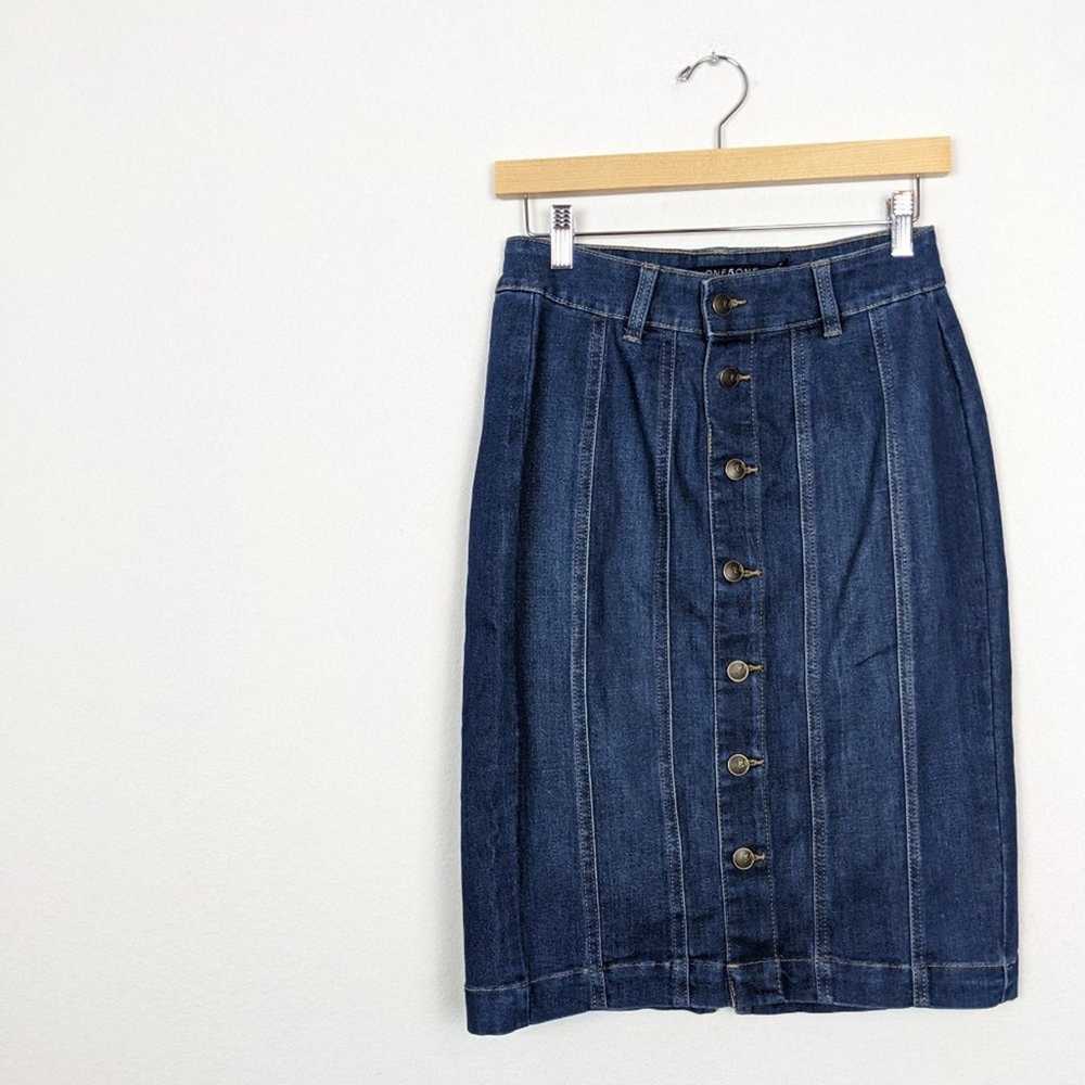 One 5 One Womens Skirt Denim Button Front Seamed … - image 3