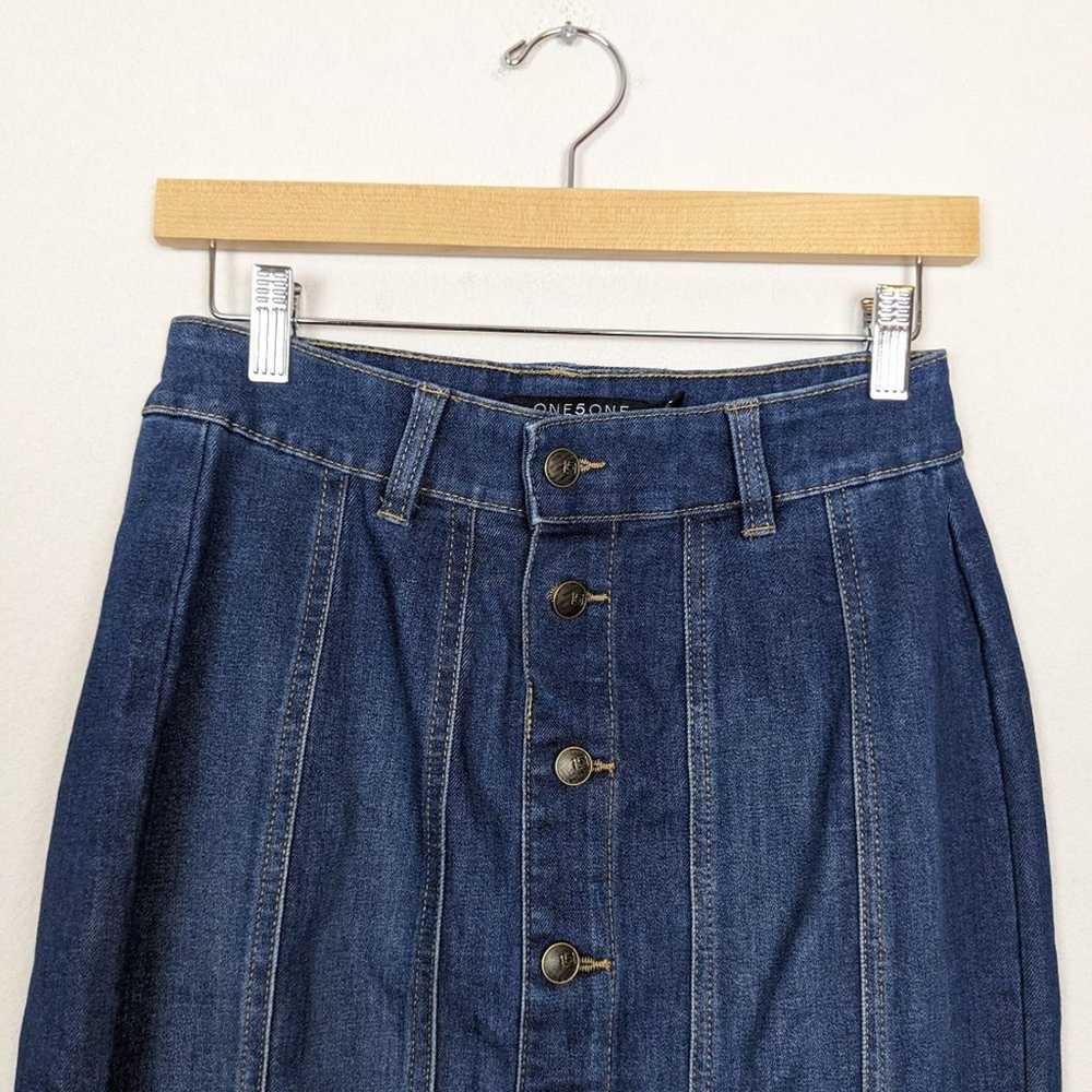 One 5 One Womens Skirt Denim Button Front Seamed … - image 4