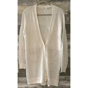 Vince White Rayon Cotton Crochet Knit Long Relaxed