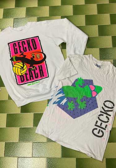 2 Vintage Gecko Beach Hawaii 90s Sweatshirt & 1988