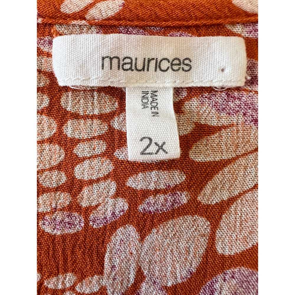 Maurices Womens Orange Floral Peplum Blouse Floun… - image 4