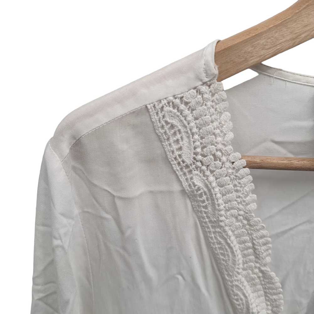 La Blanca White Crochet Lace Trim Romper Swim Cov… - image 4