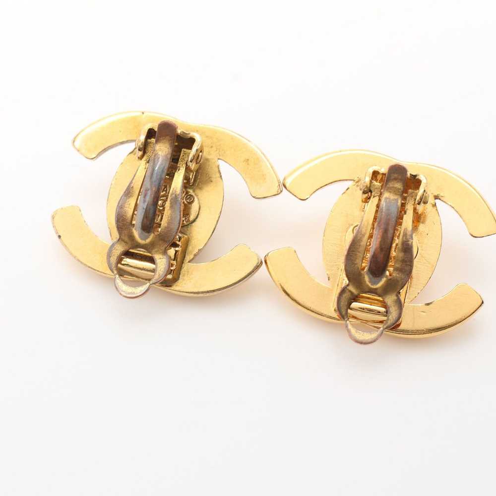 Chanel Coco Mark Turn Lock Earrings GP Gold 96P - image 5