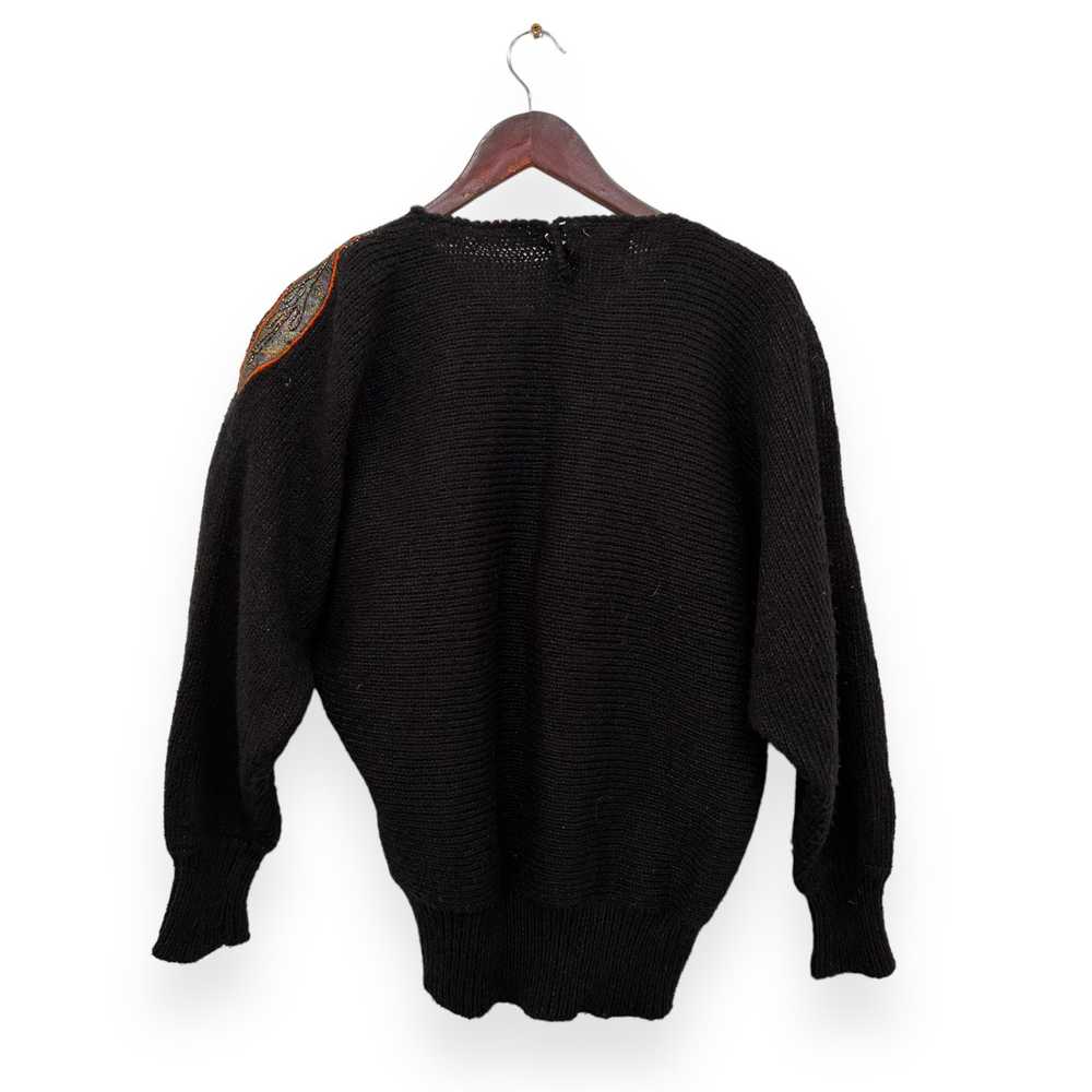 VTG Feather Embellished Embroidered Sweater Size … - image 2